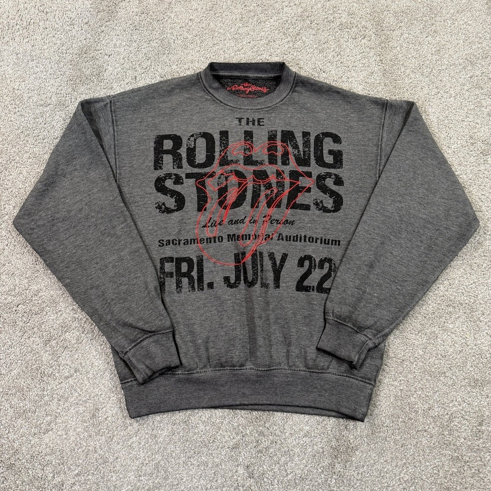 Rolling Stones Graphic Sweatshirt Gray Women XS Fits M Tour Band Pullover Casual